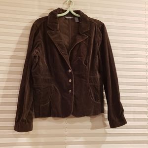 Hillard & Hanson Casual brown  corduroy jacket size Lg feminine lightweight